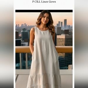 VTG P CILL lightweight Natural line Size M Dress  high low sleeveless beige